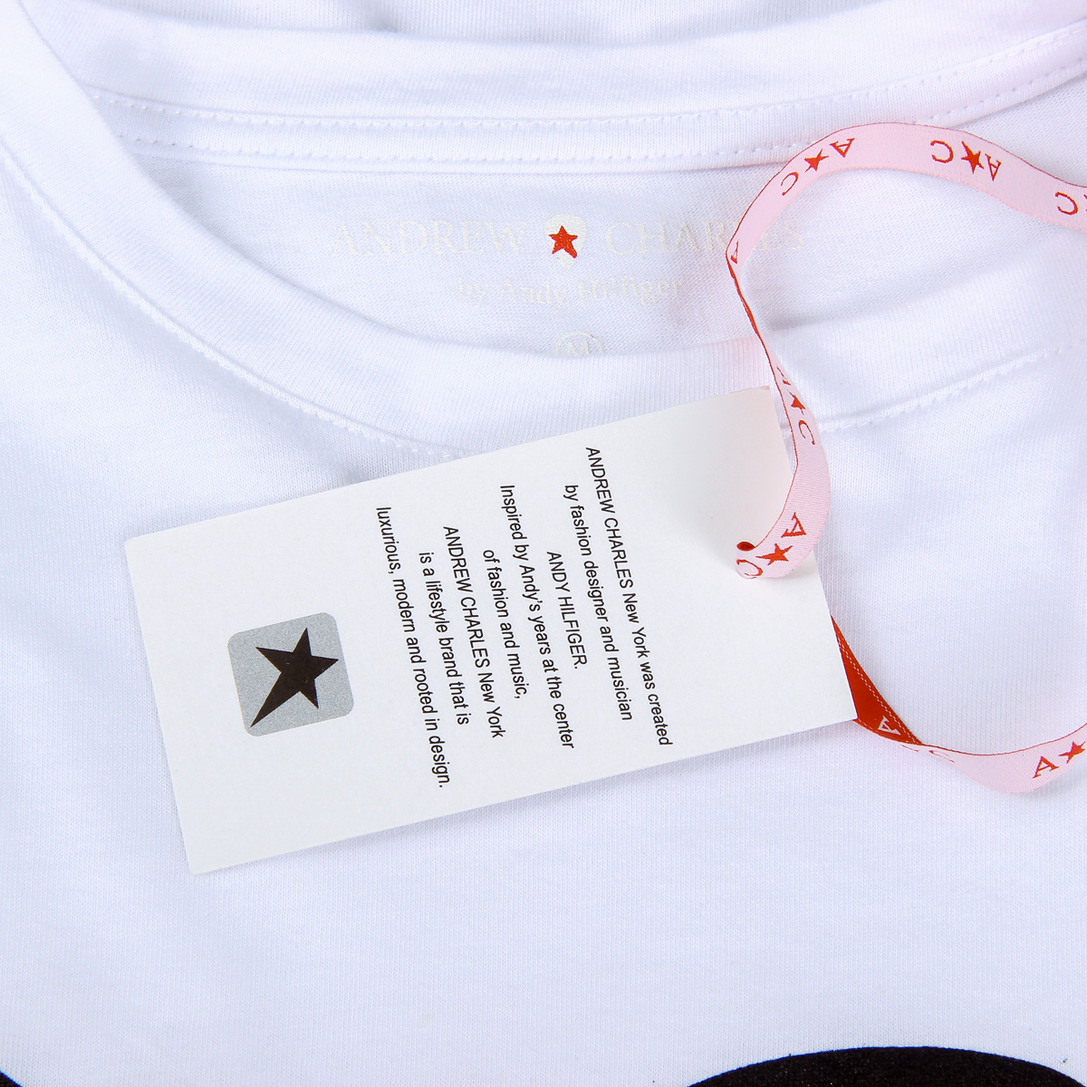 Camiseta Andrew Charles para mujer, manga corta, cuello redondo, color blanco TARANA