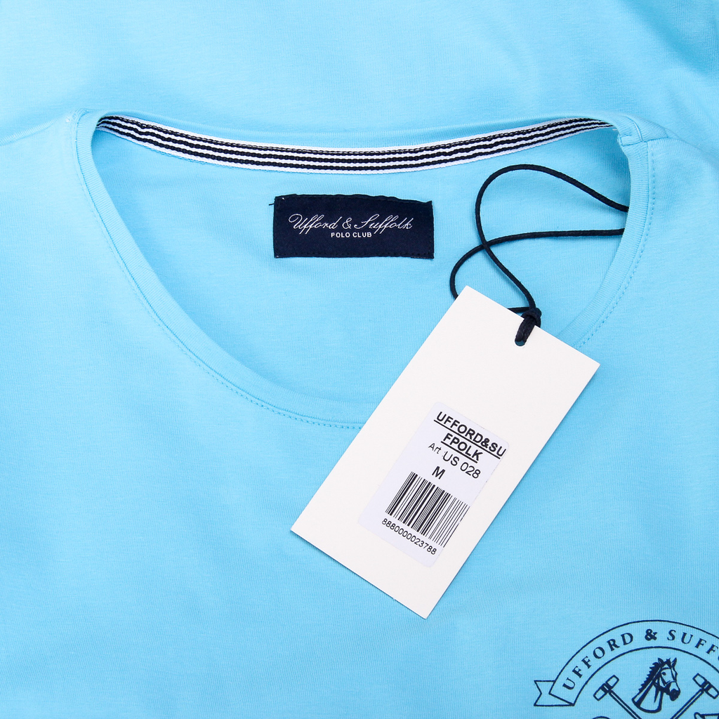 Camiseta de hombre Ufford & Suffolk Polo Club, manga corta, cuello redondo, US028, azul