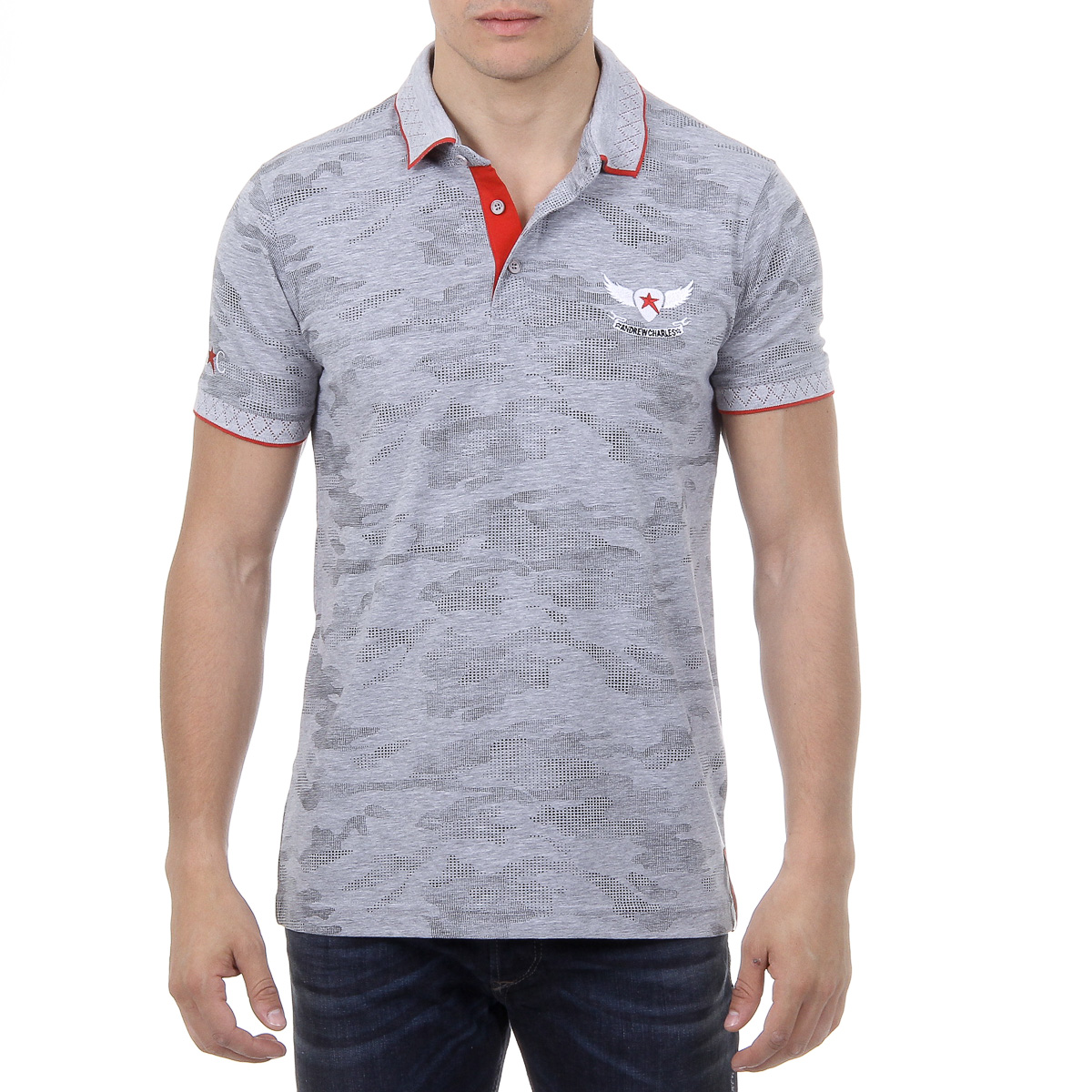 Andrew Charles Mens Polo Short Sleeves Grey JULIAN