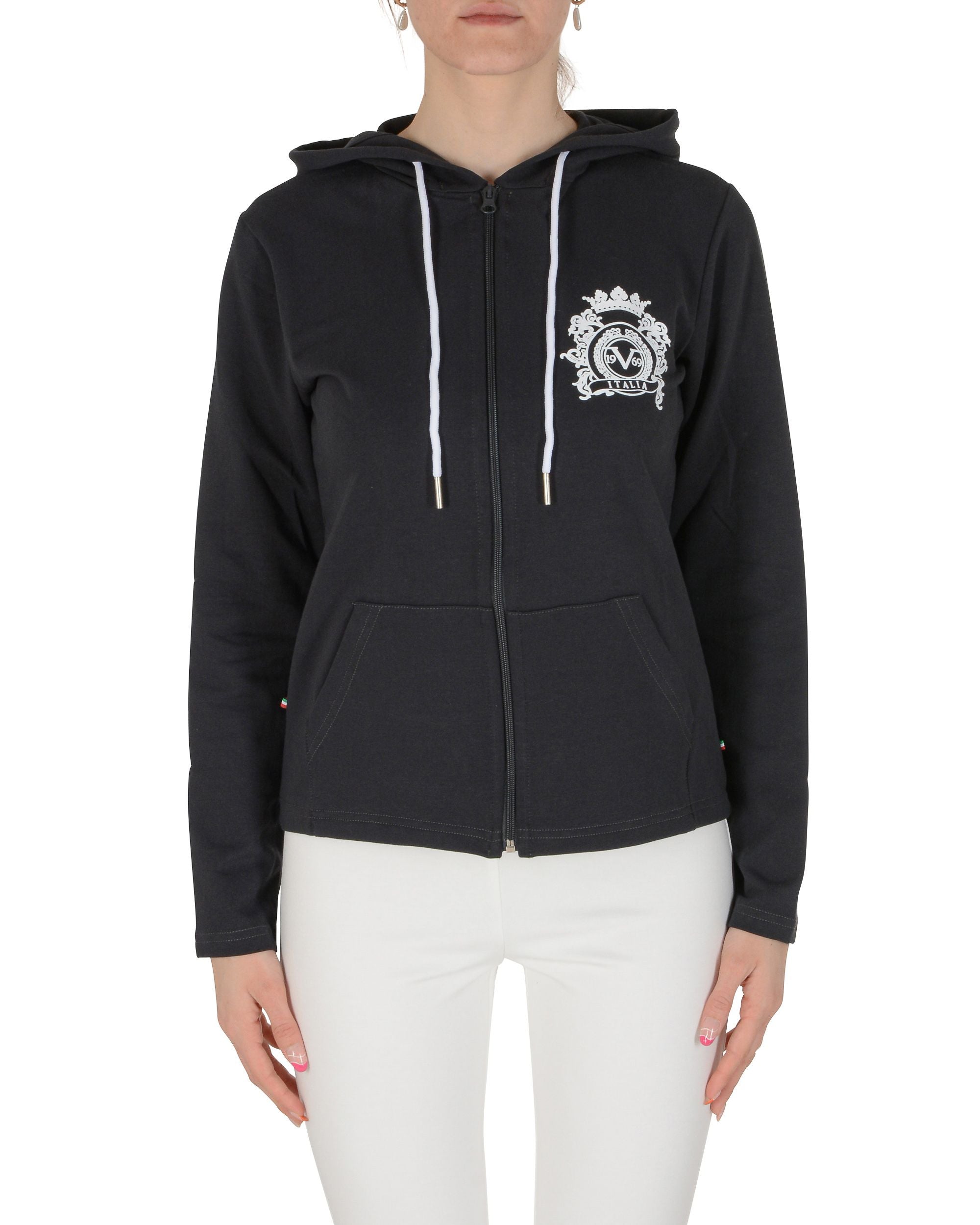 19V69 Italia Sudadera con capucha para mujer Gris oscuro ELEANA SUDADERA CON CAPUCHA GRIS OSCURO