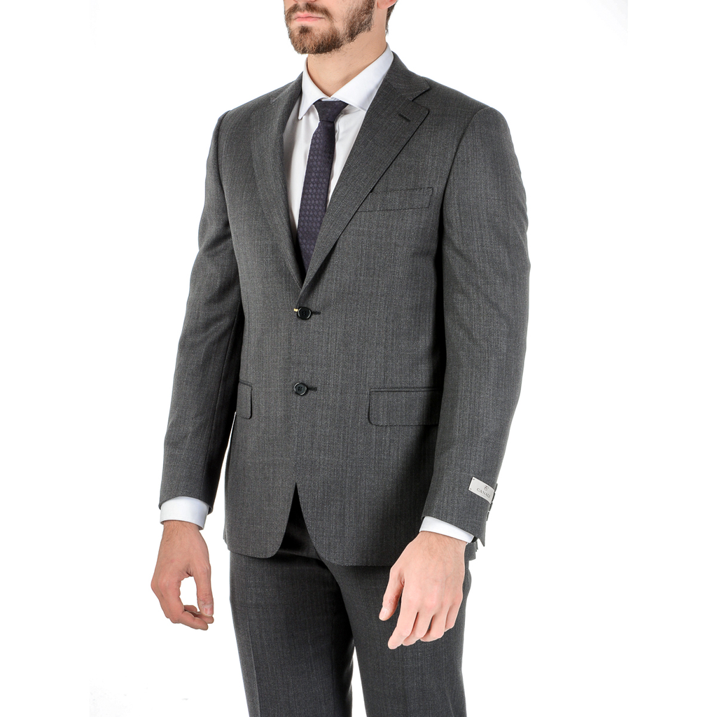 Canali Mens Suit Long Sleeves Dark Grey