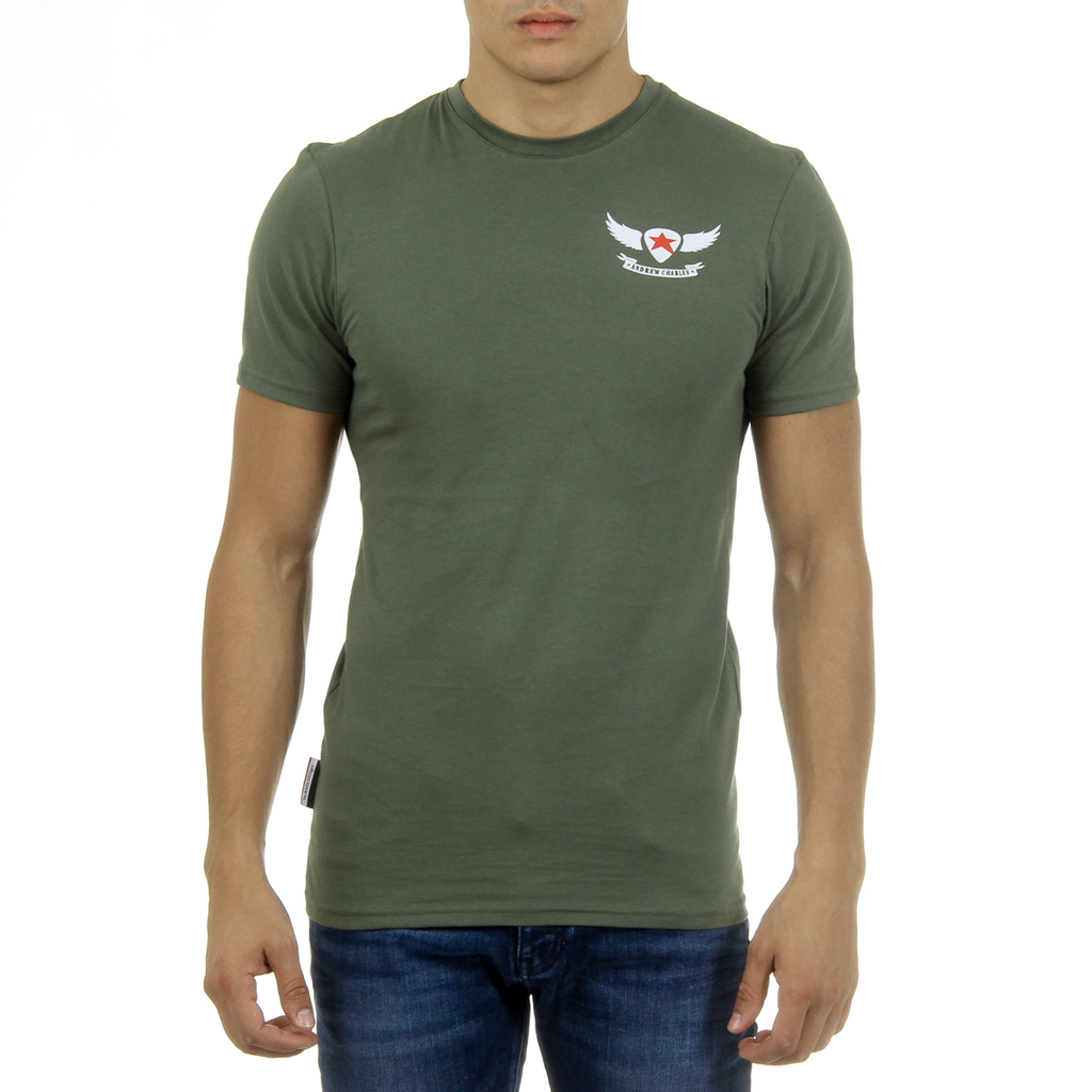 Camiseta Andrew Charles para hombre, manga corta, cuello redondo, verde, KEITA