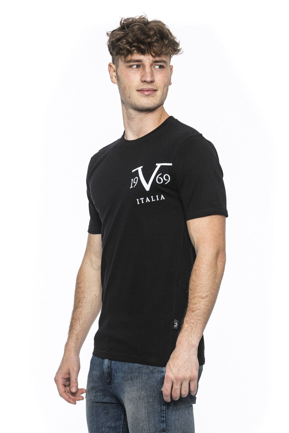 Camiseta negra para hombre 19V69 Italia MIKE BLACK