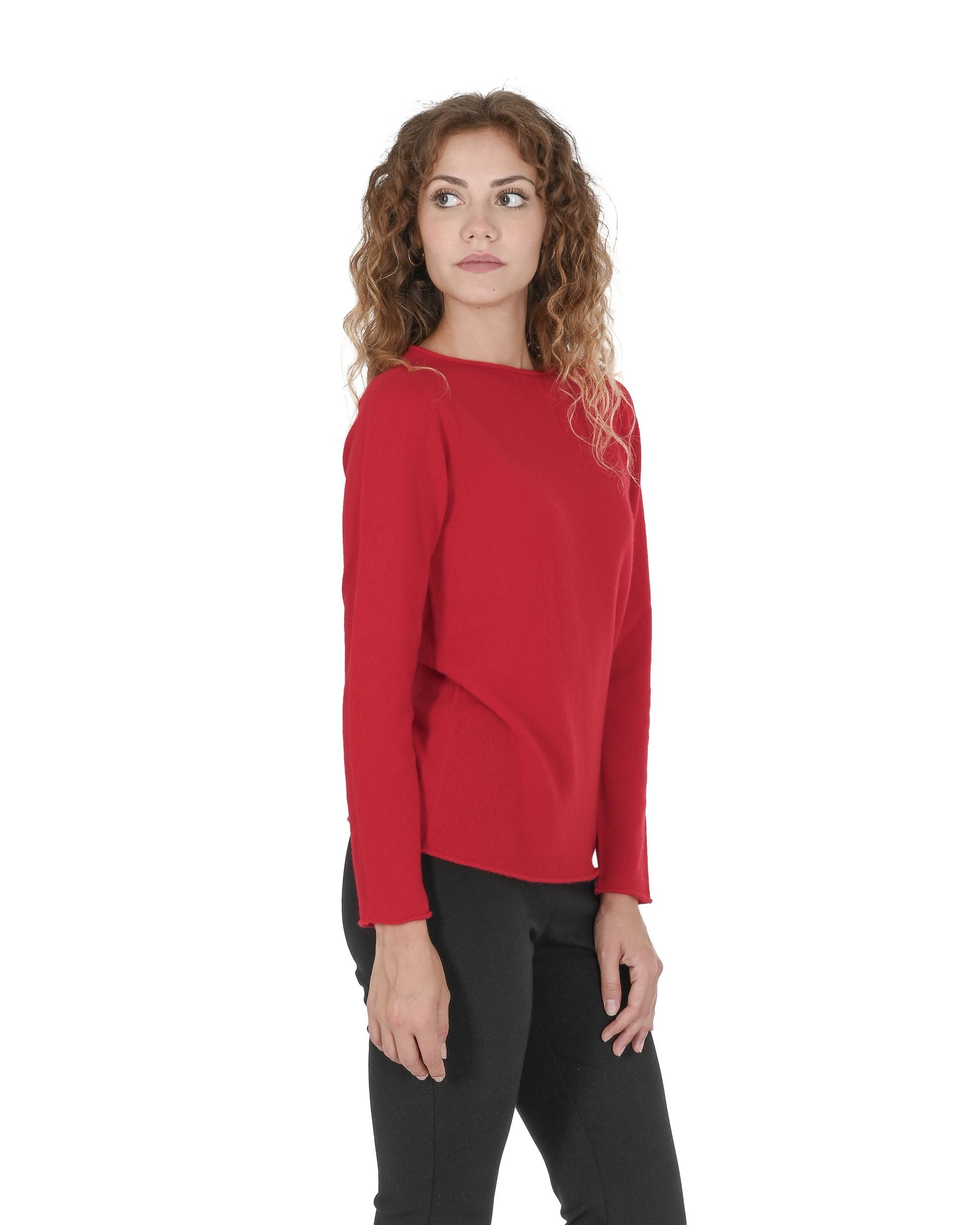 Suéter de cachemira con cuello barco para mujer Crown of Edinburgh COE 0025 ROJO