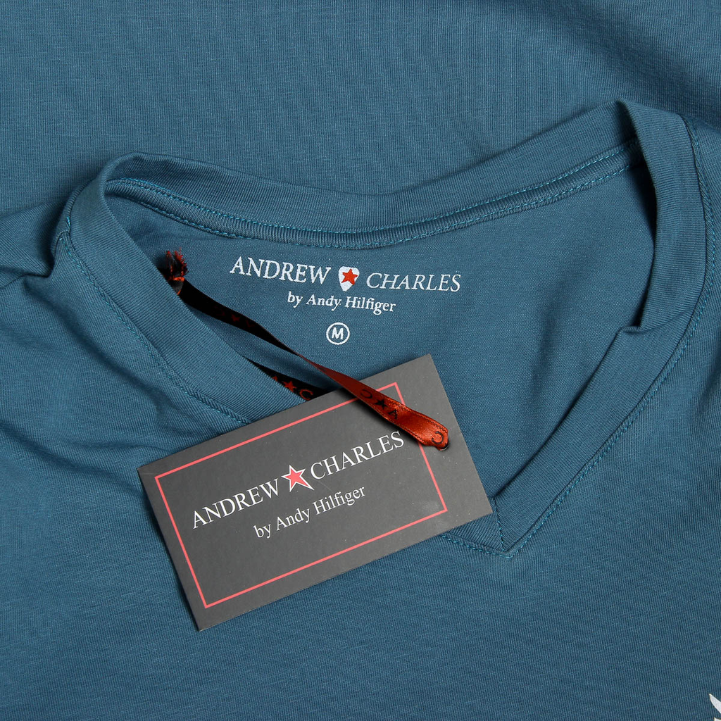 Camiseta Andrew Charles para hombre, manga corta, cuello en V, verde, KENAN
