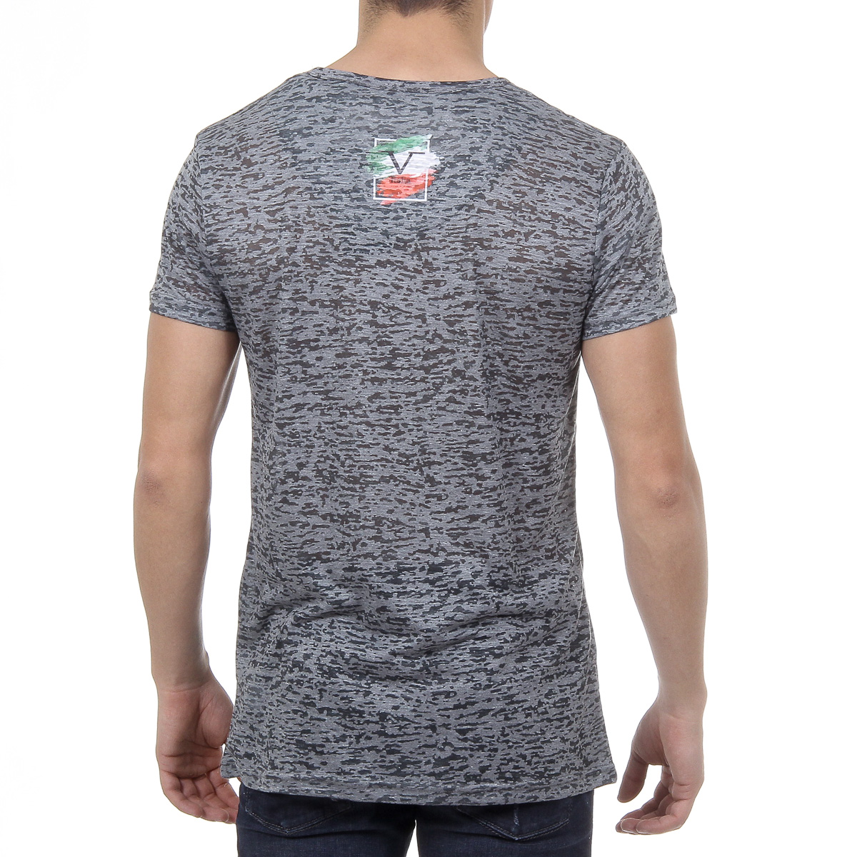 V 1969 Italia Mens T-shirt Short Sleeves V-Neck Dark Green LUCAS