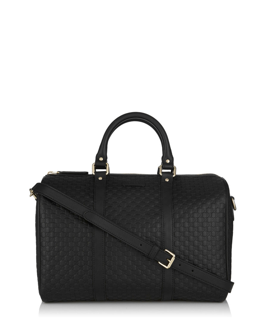Bolso Boston de piel Gucci Guccissima negro