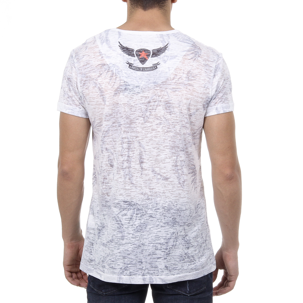 Andrew Charles Mens T-Shirt Short Sleeves V-Neck White ISAAC