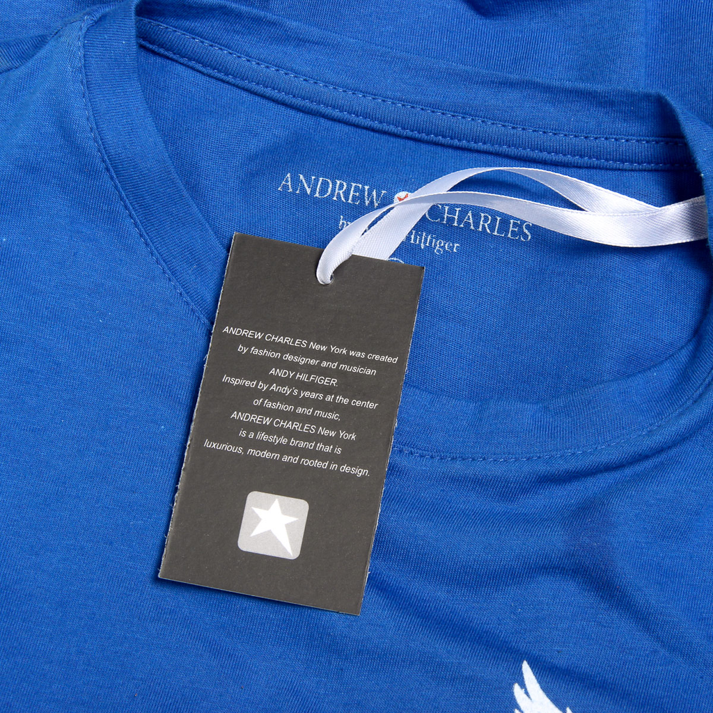 Camiseta Andrew Charles para hombre, manga corta, cuello redondo, azul, KEITA