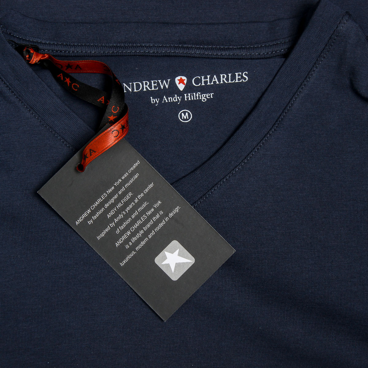 Camiseta Andrew Charles para hombre, manga corta, cuello en V, azul, KENAN