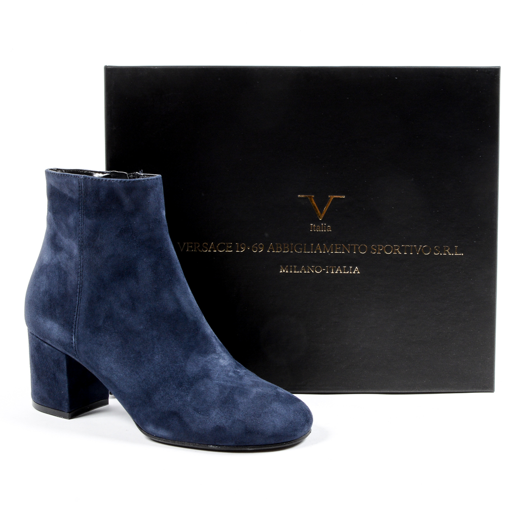 V 1969 Italia Botín de tacón para mujer Azul MAD