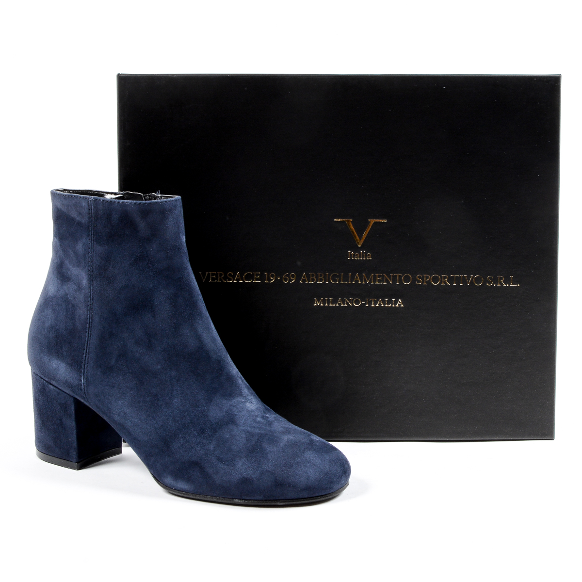 V 1969 Italia Botín de tacón para mujer Azul MAD