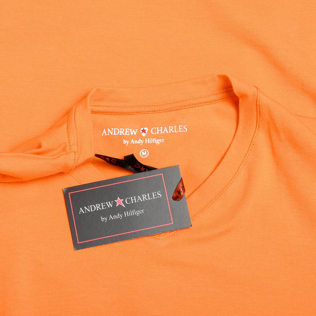 Camiseta Andrew Charles para hombre, manga corta, cuello en V, naranja, KENAN