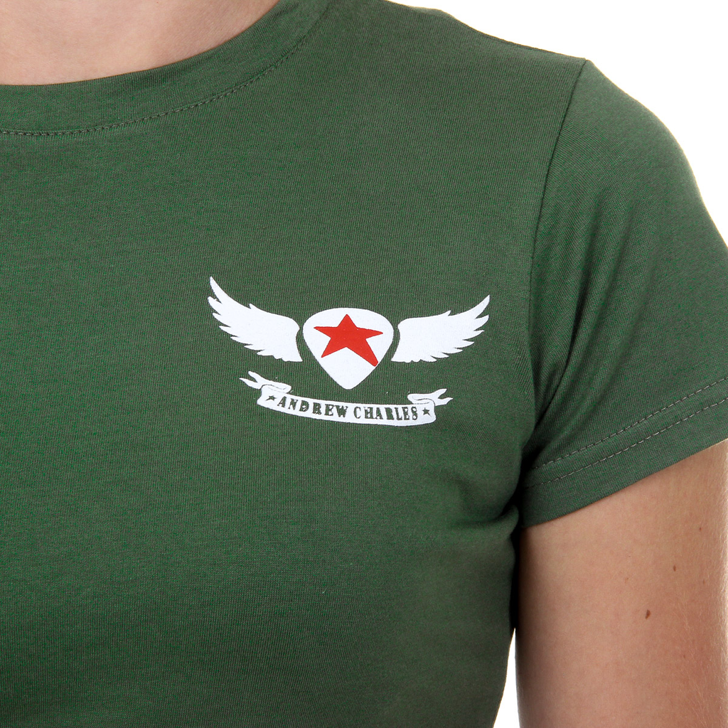 Camiseta Andrew Charles para mujer, manga corta, cuello redondo, verde TARANA