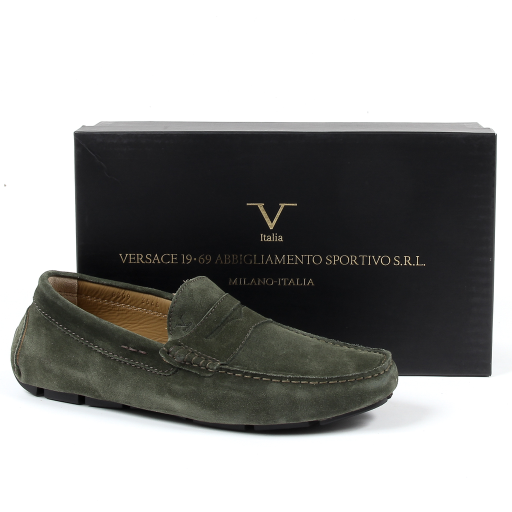 Mocasines V 1969 Italia para hombre, color verde STEWART