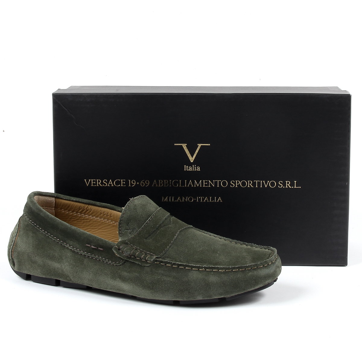 Mocasines V 1969 Italia para hombre, color verde STEWART