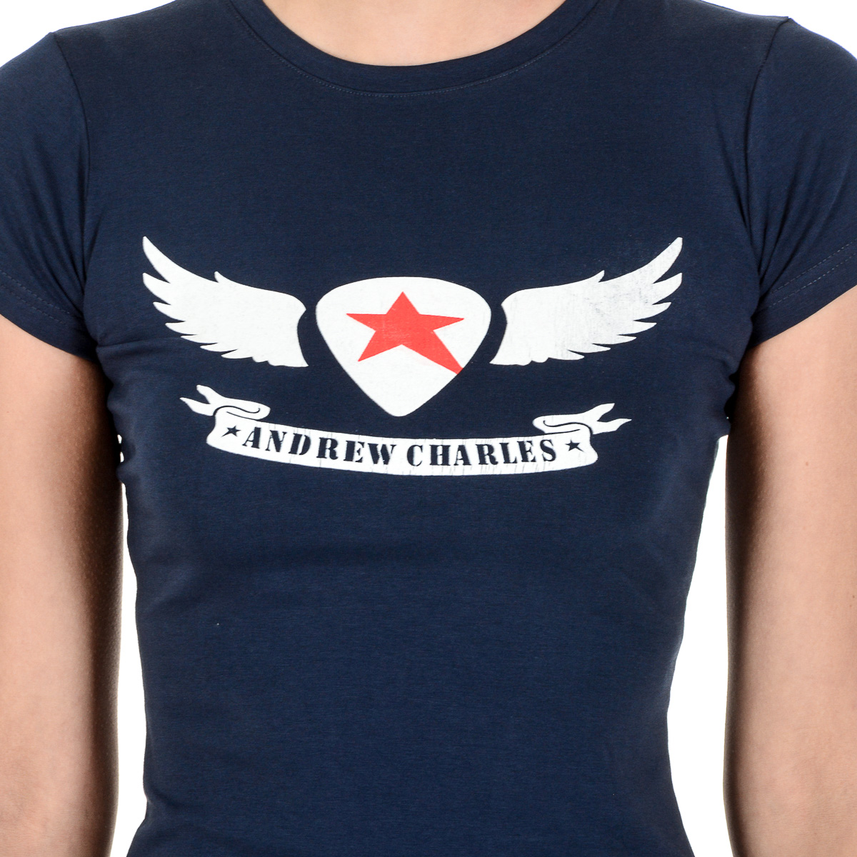 Camiseta Andrew Charles para mujer, manga corta, cuello redondo, azul, TARANA