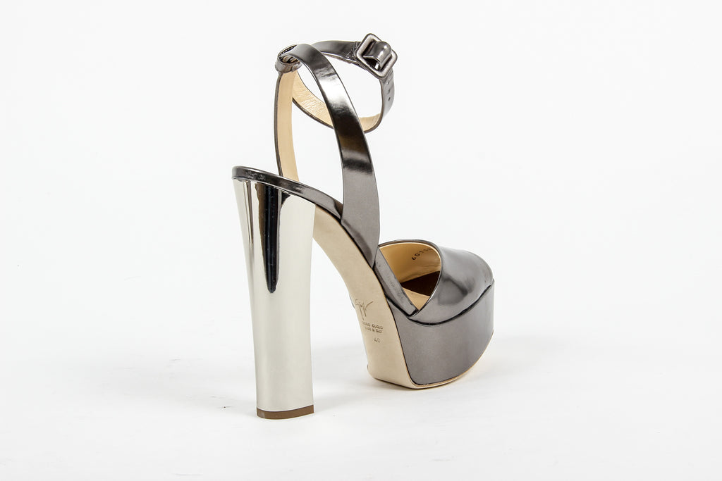 Giuseppe Zanotti Sandalia con tira al tobillo para mujer E60118 LAVINIA 100 PL MT SHOOTING ANTRACITE