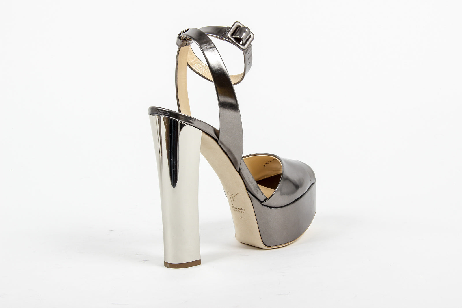 Giuseppe Zanotti Sandalia con tira al tobillo para mujer E60118 LAVINIA 100 PL MT SHOOTING ANTRACITE