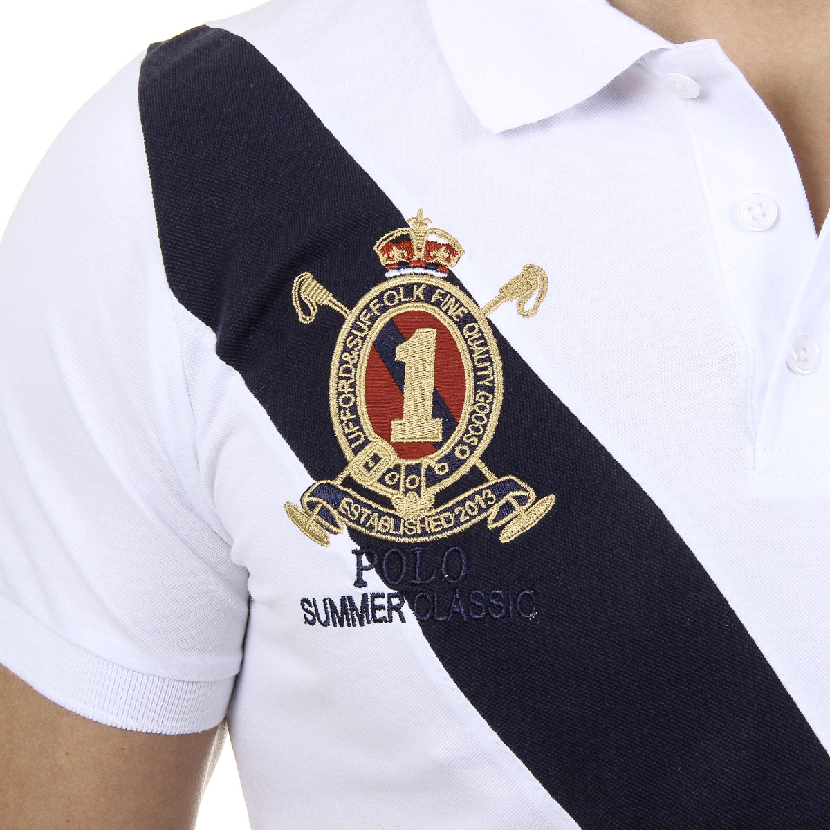 Polo Ufford & Suffolk Polo Club para hombre, manga corta, US004, blanco