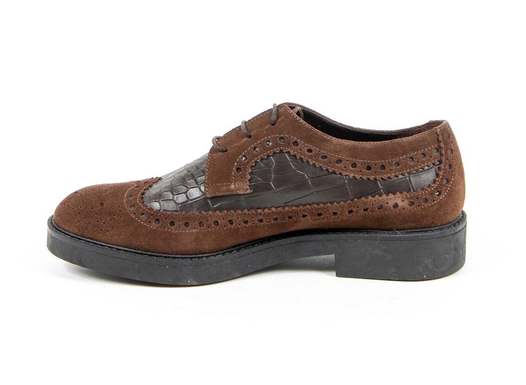 V 1969 Italia Zapato Brogue para Mujer B1670 VELOUR COCCO T. MORO