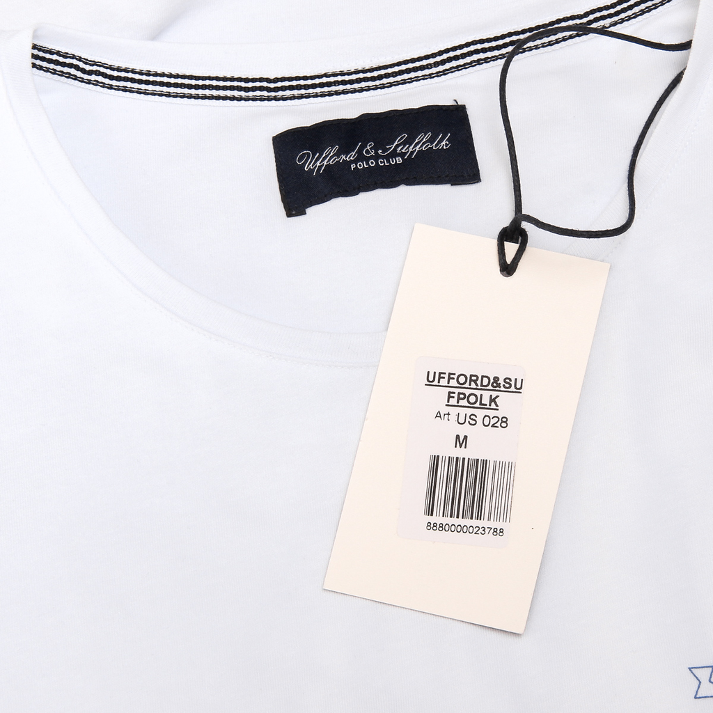 Camiseta de hombre Ufford & Suffolk Polo Club, manga corta, cuello redondo, US028, blanca