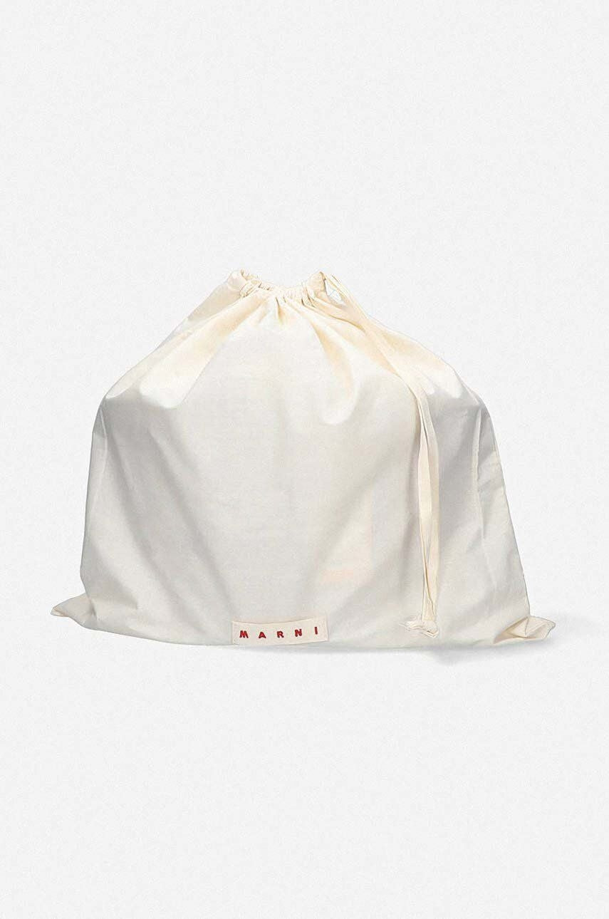 Bolso minibaúl de piel con logotipo de Marni, color marrón