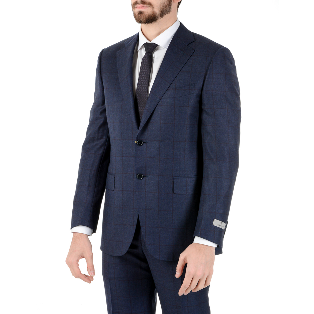 Canali Mens Suit Long Sleeves Dark Blue