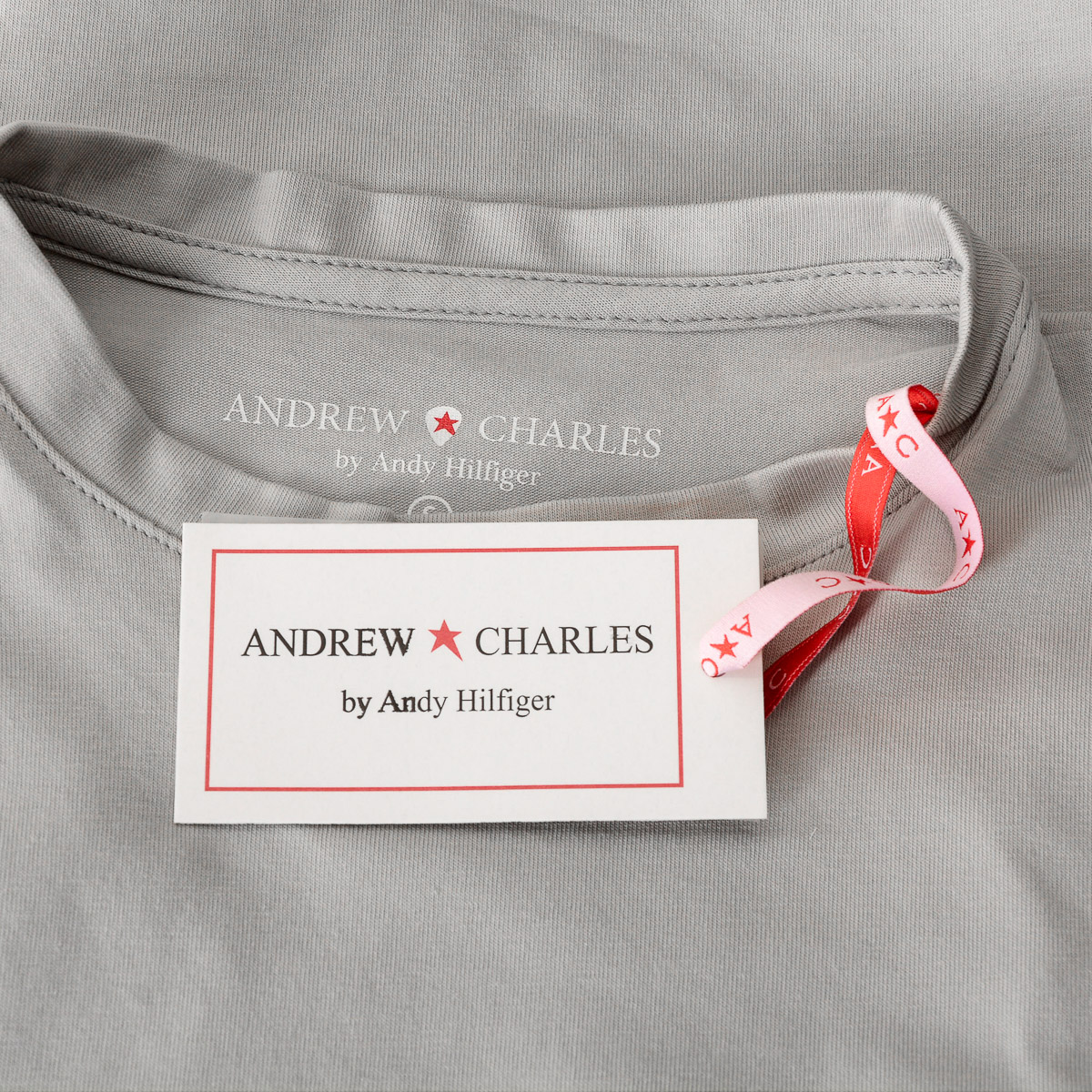 Camiseta Andrew Charles para mujer, manga corta, cuello redondo, gris, TARANA