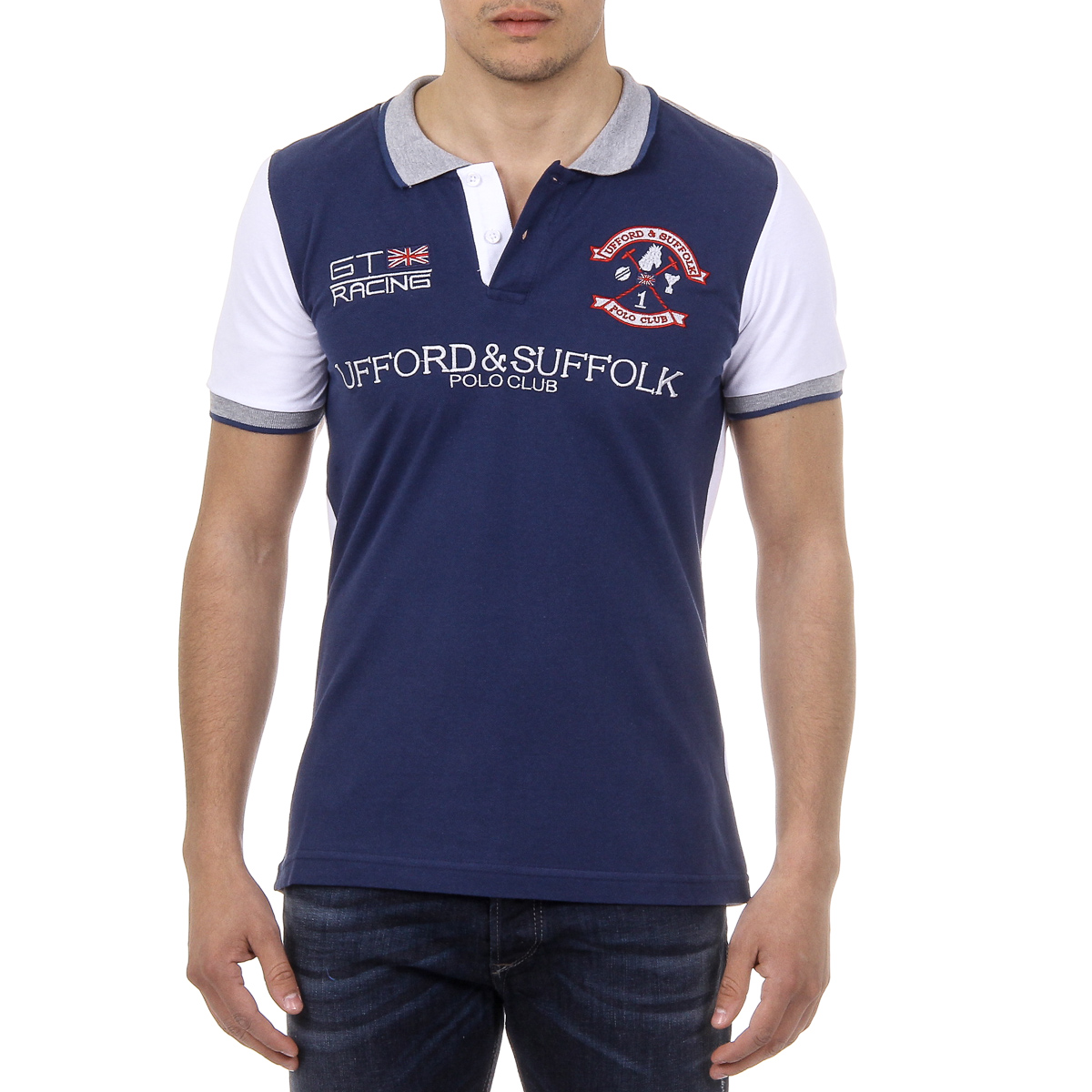 Polo de manga corta para hombre del Ufford & Suffolk Polo Club US001 INDIGO