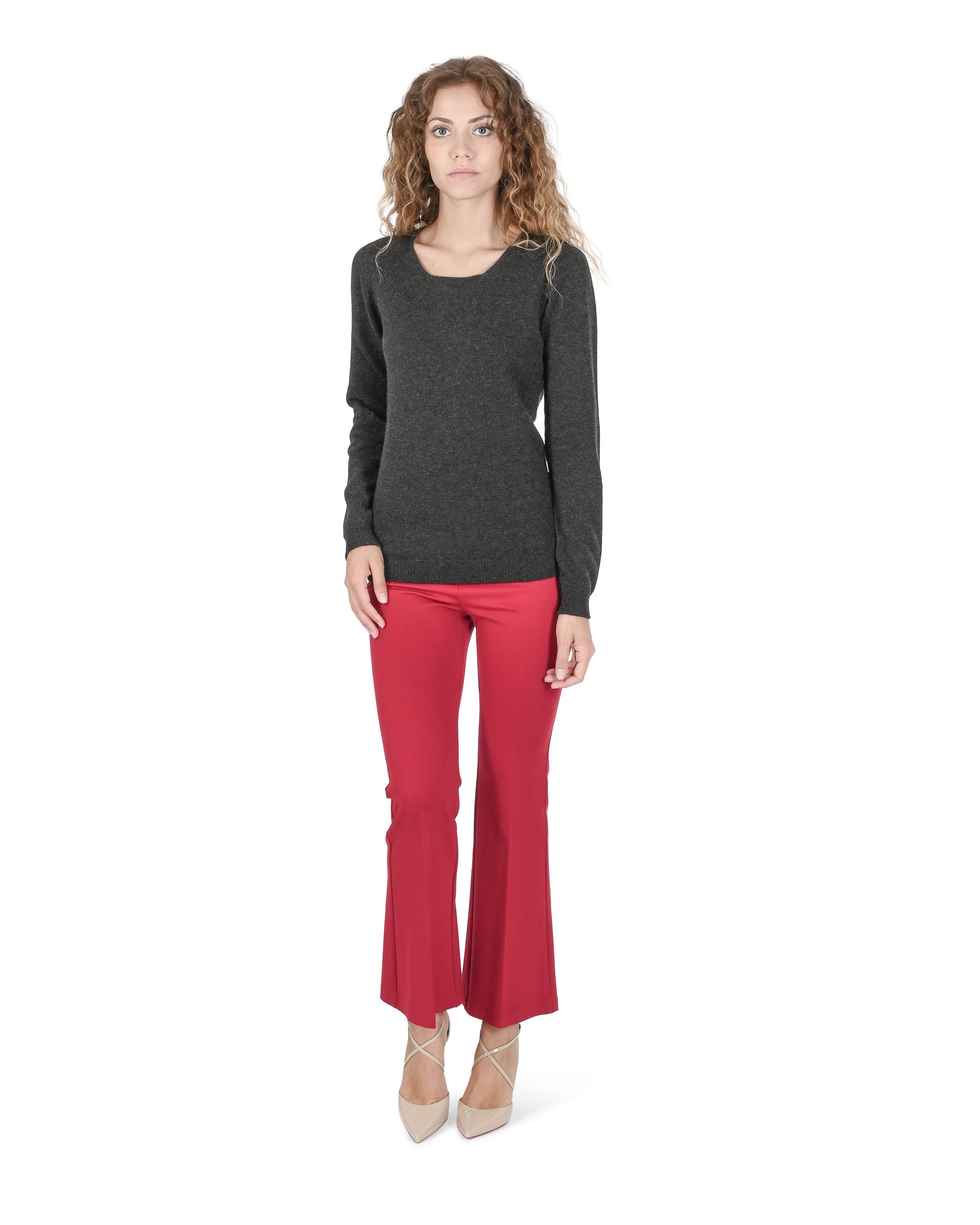 Suéter de cachemira con cuello cuadrado para mujer Crown of Edinburgh COE 0024 GRIS HIERRO