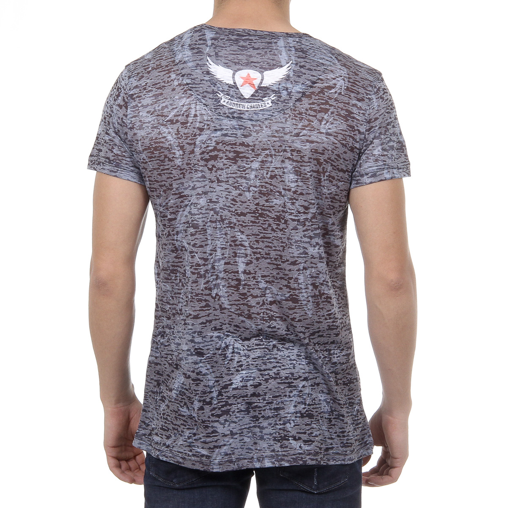 Andrew Charles Mens T-Shirt Short Sleeves V-Neck Black ISAAC