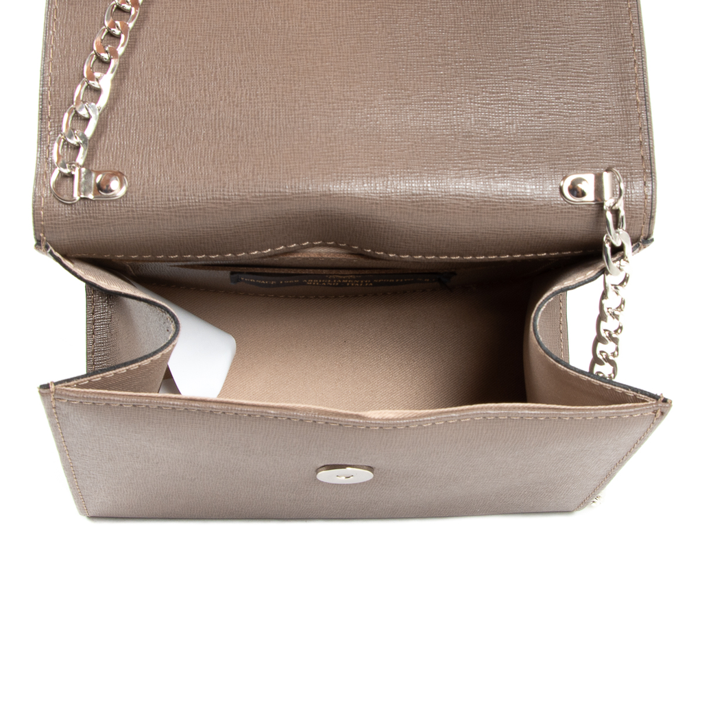 Bolso de mano para mujer V 1969 Italia color topo GENNY