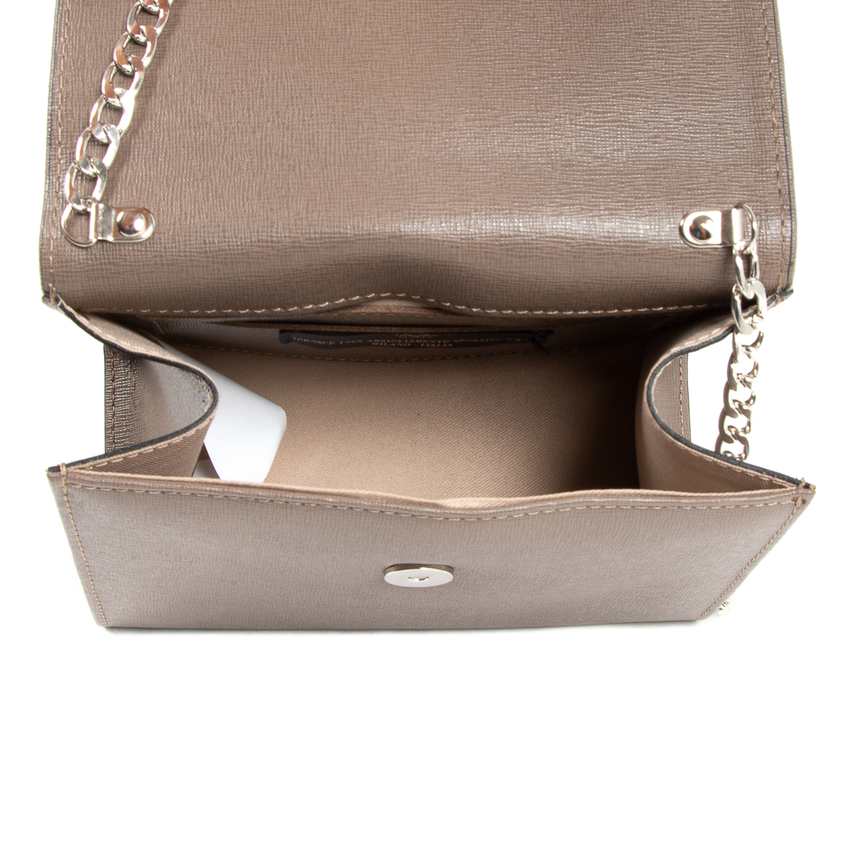 Bolso de mano para mujer V 1969 Italia color topo GENNY