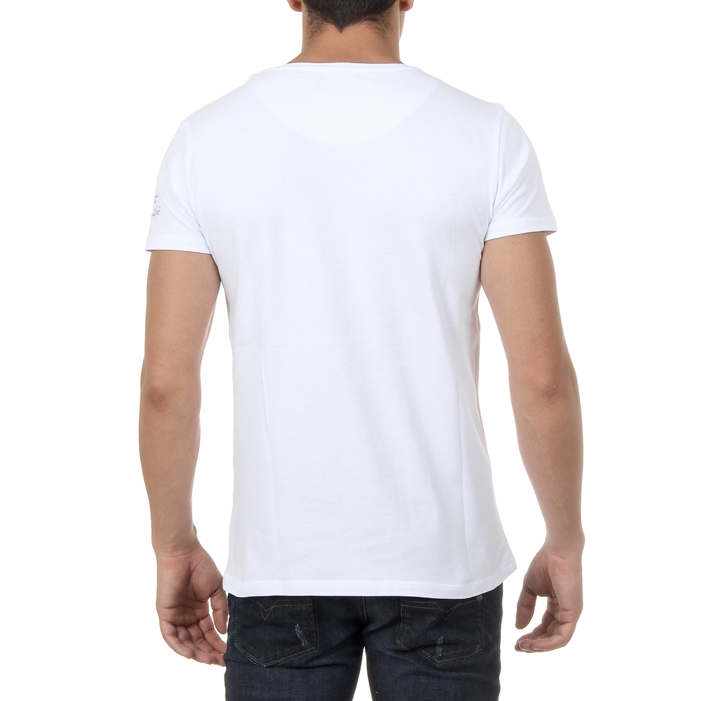 Camiseta de hombre Ufford & Suffolk Polo Club, manga corta, cuello redondo, US028, blanca
