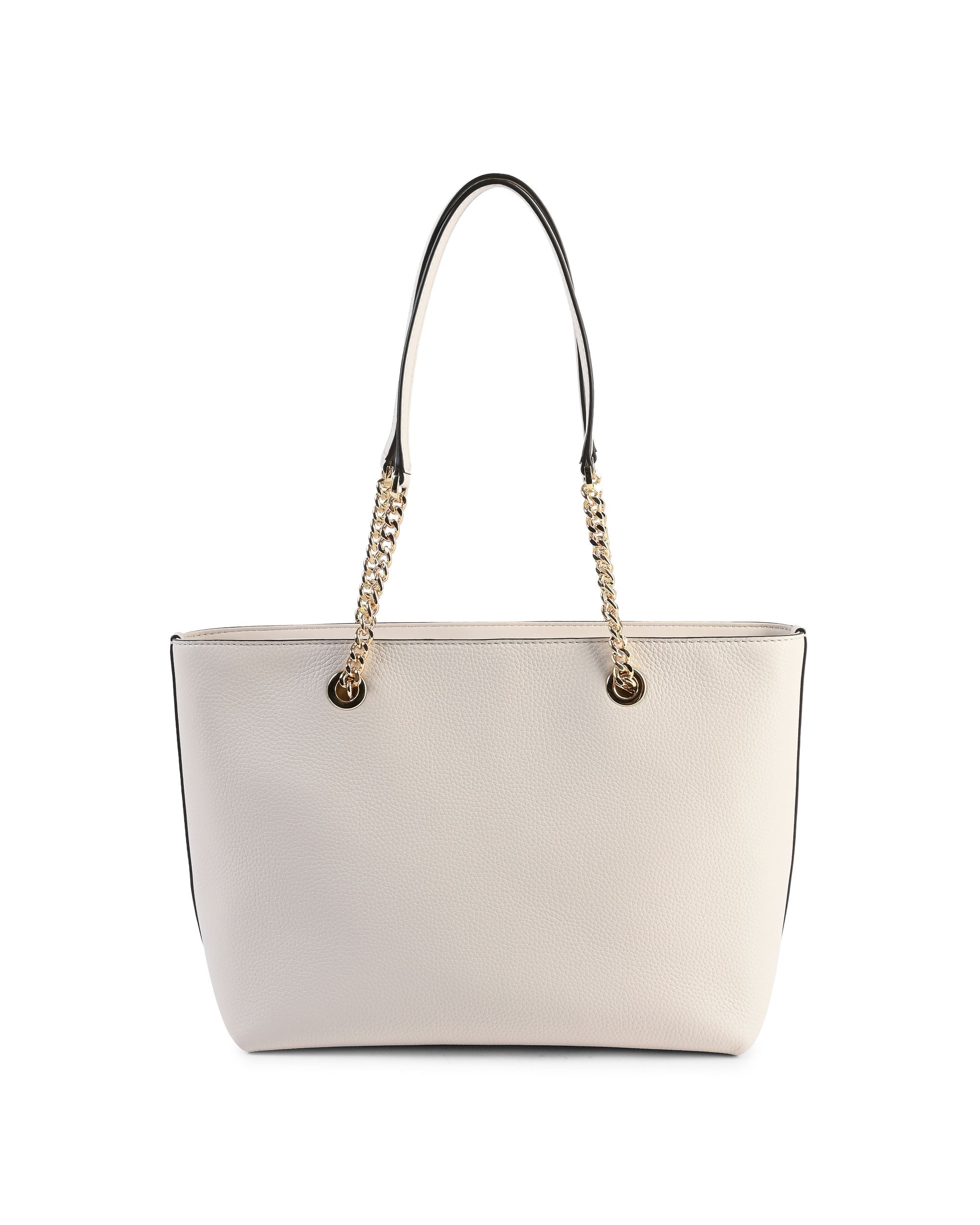 Michael Kors Bolso tote mediano con cadena y cremallera delantera 35F2GTTT2L LT CREAM