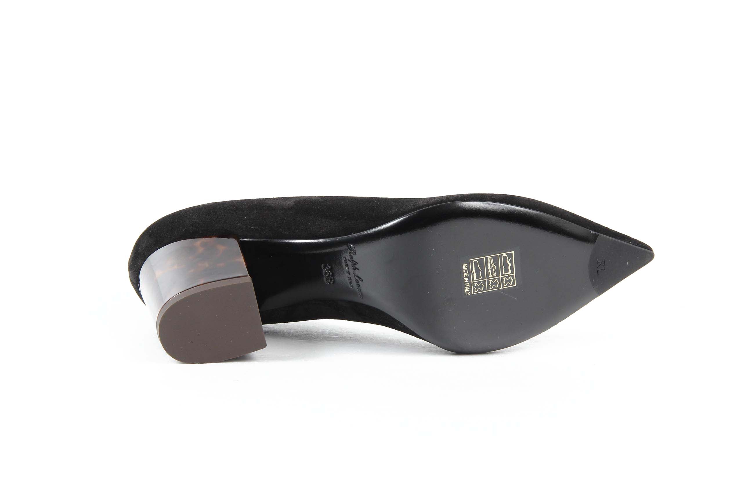 Ralph Lauren - Zapatos de salón para mujer INES CALFSUEDE NEGRO