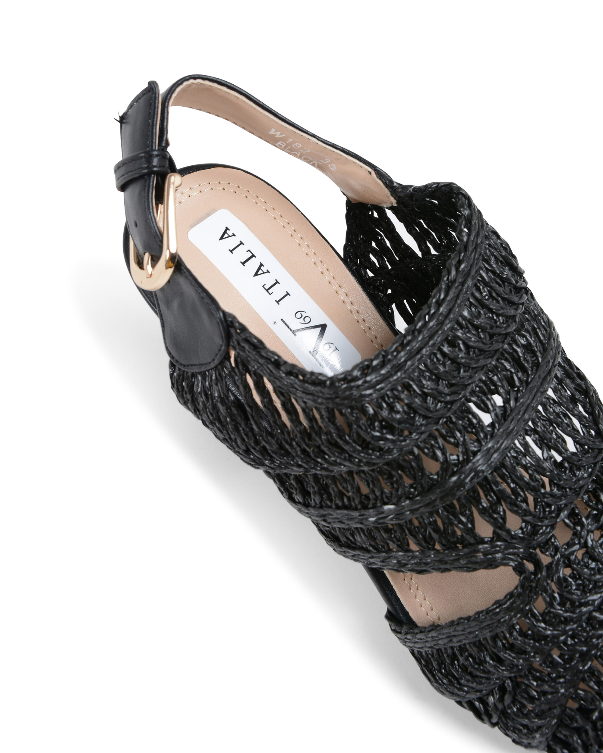 19V69 Italia Sandalia para mujer Negra V182 NEGRO