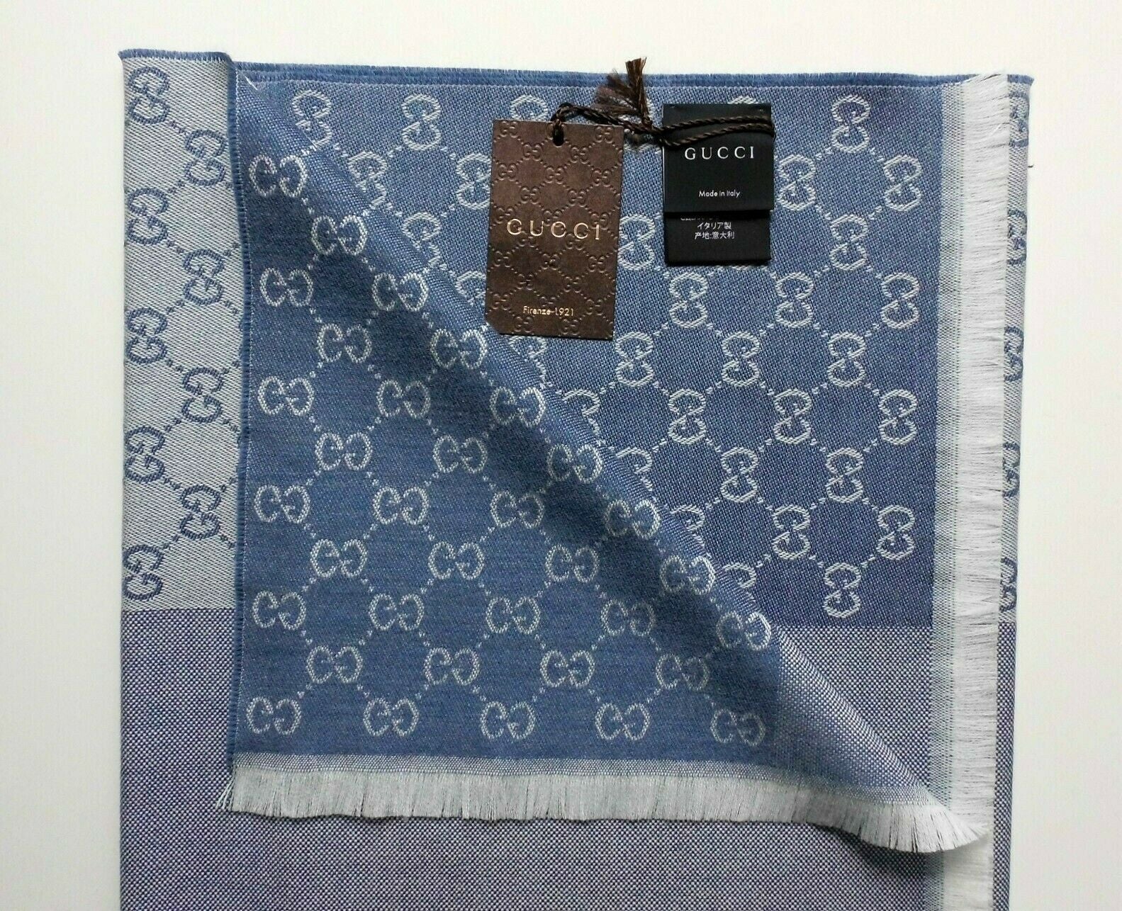 Bufanda Gucci para hombre 40x180 azul claro