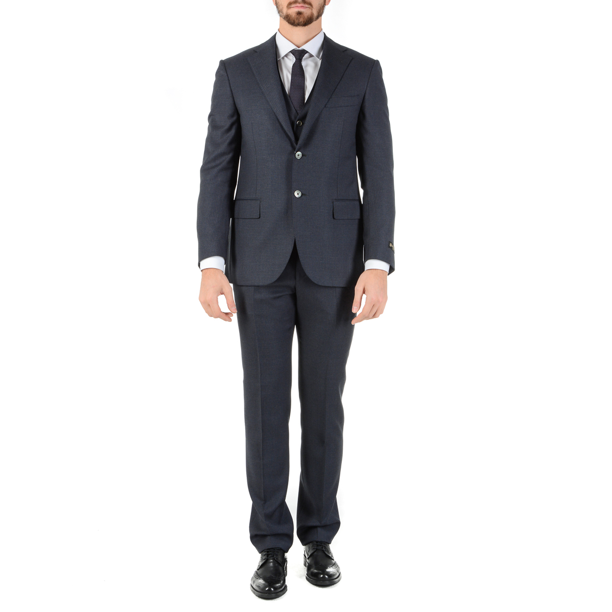 Corneliani Mens Suit Long Sleeves Dark Grey Super 110's
